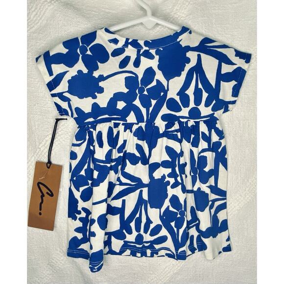 Nordstrom By Cristina Martinez Graphic Dress Size 6 Months Baby Girl Floral Blue - Picture 2 of 3